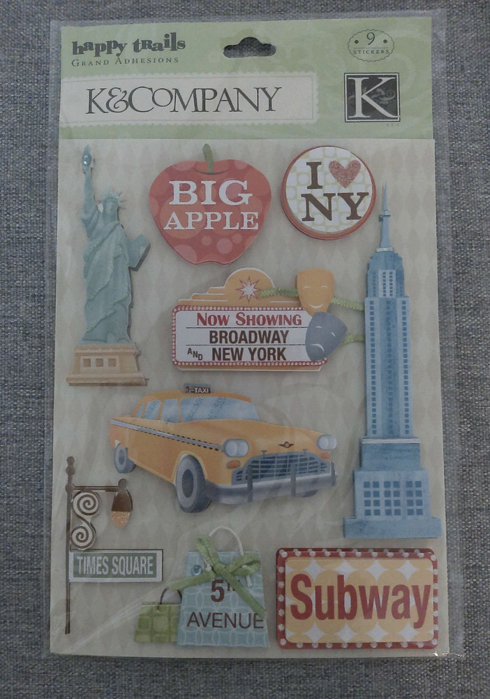 NEW K&Company Happy Trails New York City NYC Empire State Scrapbook 9 Stickers