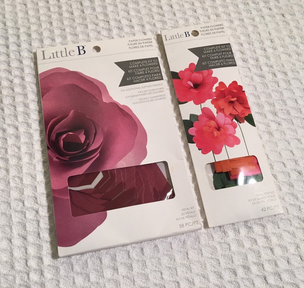 LITTLE B Paper Flowers Petal Kit 2 Kits Bright Mum 100494 Plum Carnation 100485