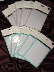 Dry Erase Tabletop Sign Labels, Scalloped Edge, White Pink Teal