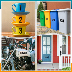 4 Inch Large House Number Stickers 0-9, 6 Sheets Black Waterproof Self-Adhesive