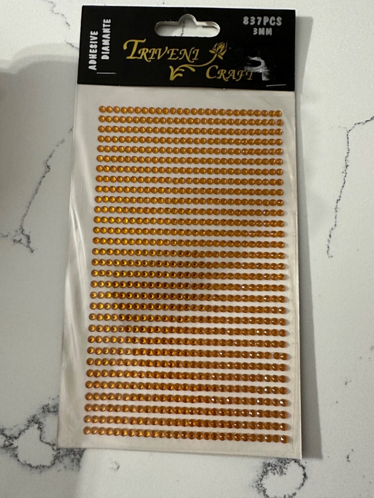 Triveni Craft 837PCS 3MM Adhesive Diamante Orange Rhinestones Scrapbooking Craft