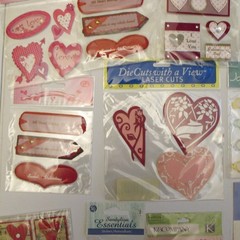 Lot of 24 Valentine/Love Stickers & Embelishments for Scrapbooking Card Making