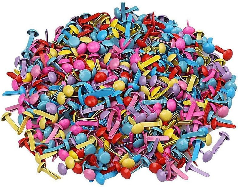 200 Pcs Multicolor Mini Brads, Multicolor Mix Metal round Brads for Paper Craft