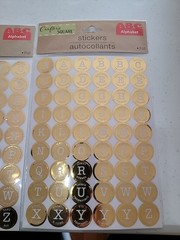 New Crafter’s Square Stickers Alphabet or Letters Gold Foil Circle Shaped