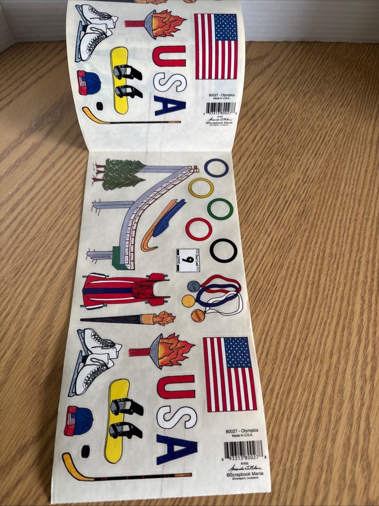 Vintage Olympics sticker roll. Scrapbook Mania. Rare! Metals. USA Olympic Rings