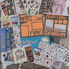 Mixed Lot 12×12 Papers: Camping Hunting Fishing Scrapbooking Lot