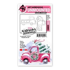 New ART IMPRESSIONS clear rubber stamp watercolor LITTLE TRUCK SET free USA ship