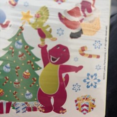 Vintage Barney Christmas Stickers 2001 American Greetings 2 Sheets Winter Snow