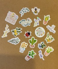 Holographic Sparkle Tiny Garden 21 Stickers Plant Lady Bugs Bees Scrapbook Fruit