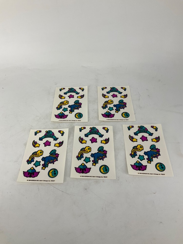 LOT OF 5 Vintage 1984 Morgan Mark 1 «I Love..» Scratch N Sniff Tattoo Stickers