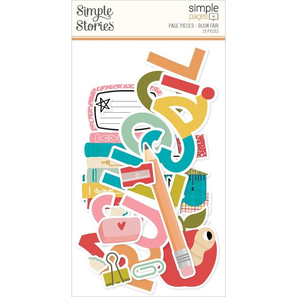 SS Page Pieces Book Fair School Rules Books Apple Worm Ruler Pencil Sharpener