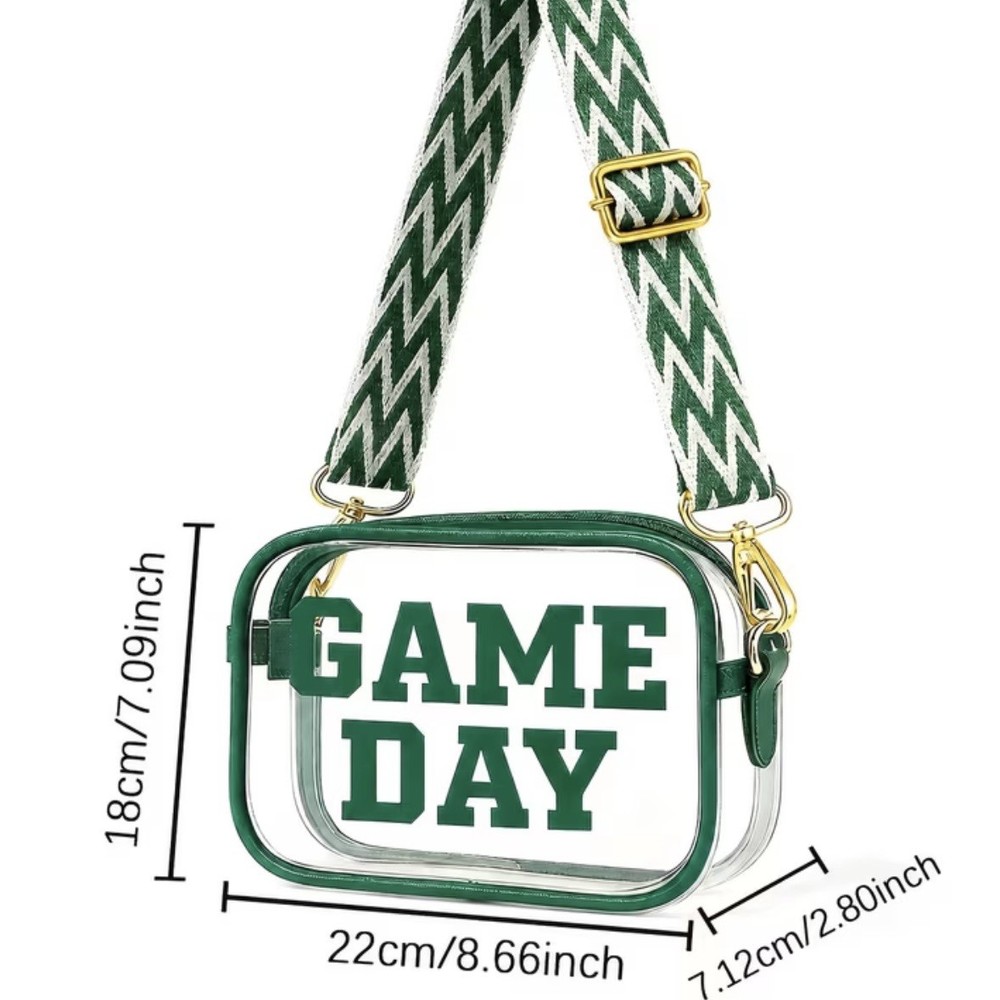 Green Sturdy Trendy Adjustable Waterproof Durable Game Day Clear Crossbody