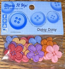 Dress it up Memory Mates- Oppsy Daisy – Flowers Buttons Scrapbook Embellishments