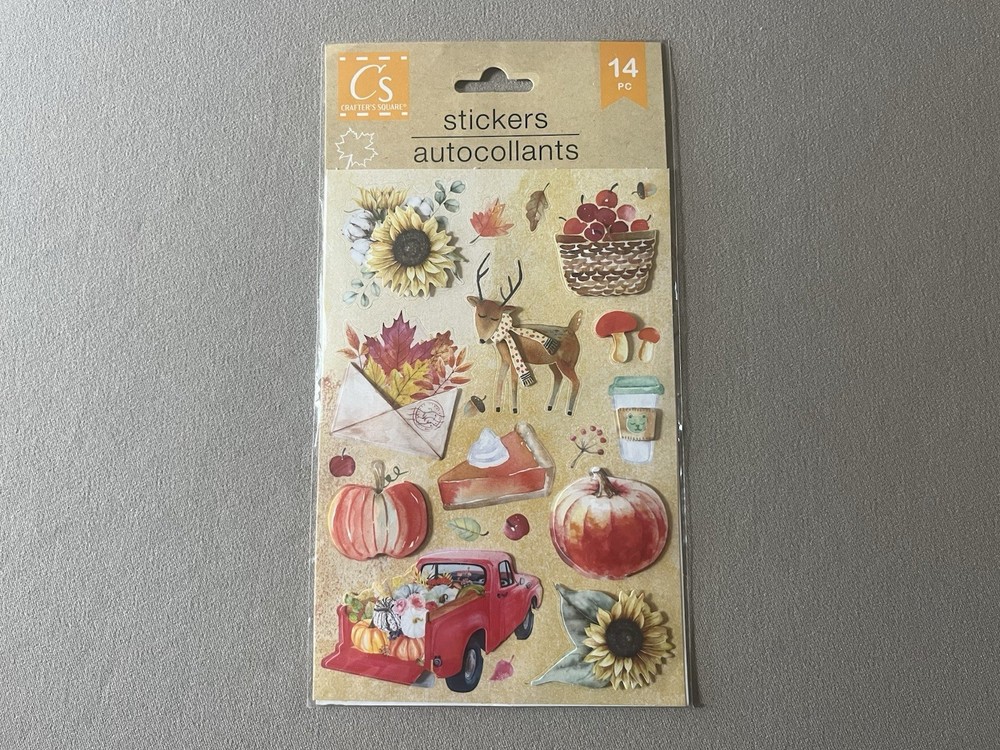 Autumn Themed Three Dimensional Stickers, Includes 14 Stickers, New In Package!