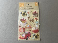 Autumn Themed Three Dimensional Stickers, Includes 14 Stickers, New In Package!