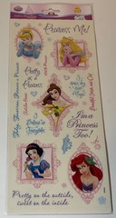 Lot Disney Theme Stickers New (5) & Card (1) Princesses, Peter Pan, Cinderella