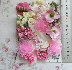 PINK & IVORY 9 Styles 30 Paper – Flowers, Roses & Silk Flowers 5-50mm VD2
