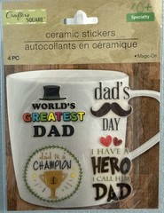 Crafters Square Ceramic Stickers Dad Father’s Day 4 Pieces New #67