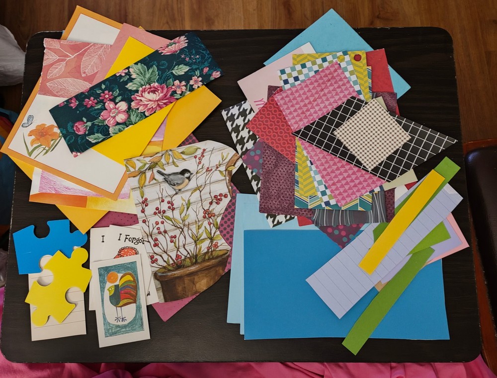 Mix lot Crafts Texture/Plain Paper Ribbon JJ Items Random Cutouts Pockets