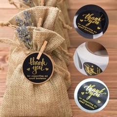 620Pcs Thank You Business Cards Stickers Set Gold Foil Include 100 Thank Black