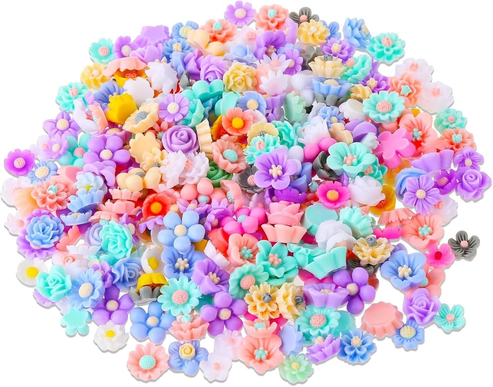 300PCS Flower Resin Charms Mini Cabochons Flatback Beads Mixed…