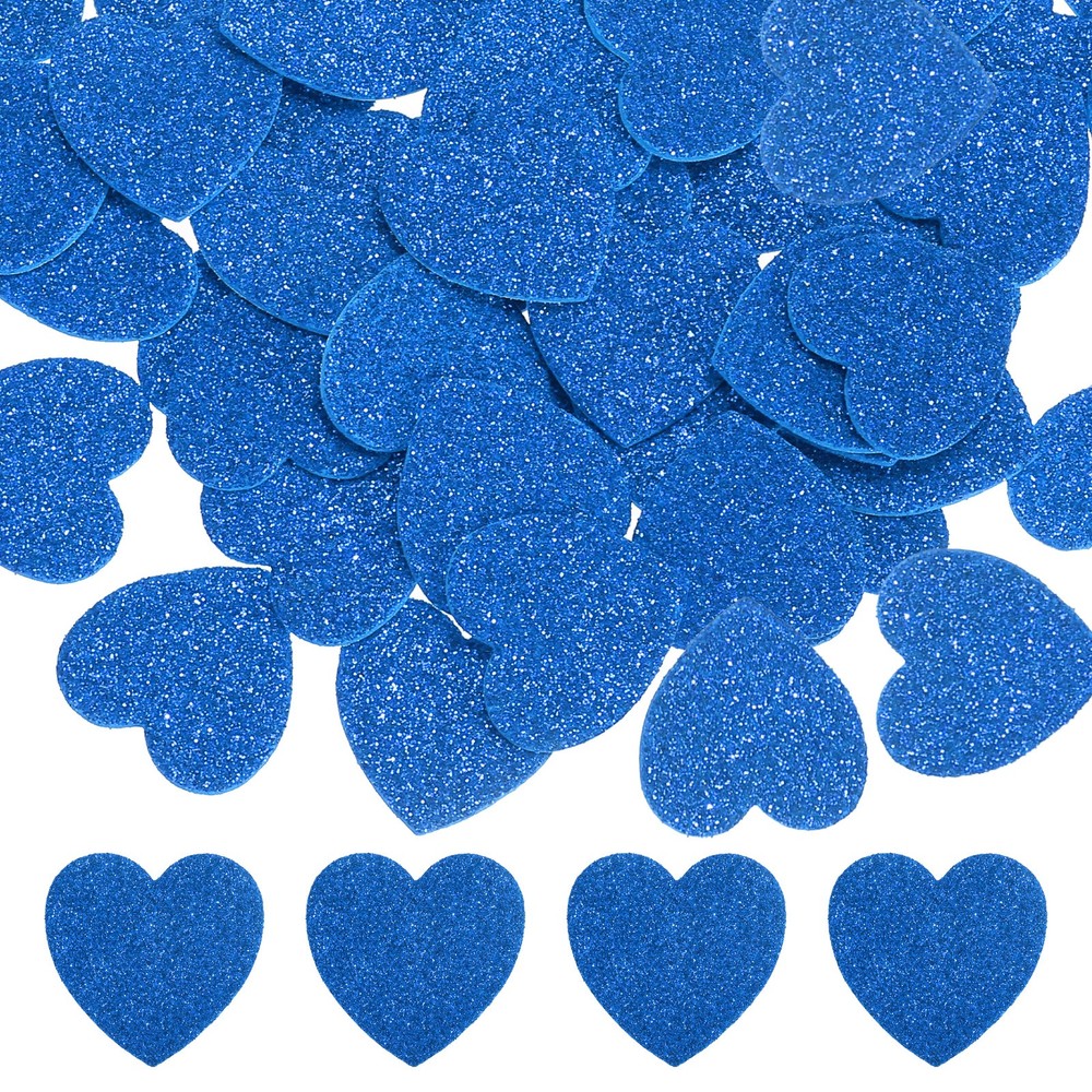 1″x1″ Heart Foam Stickers, 120Pcs EVA Glitters Foam Shape Sticker, Blue