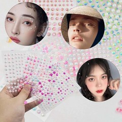 1320 Pieces Self Adhesive Pearl Stickers for DIY Crafts 8 Sheets Colorful Flat B