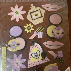 Sticko Girly Girls Pink makeup lip stick perfume Scrapbook Stickers star New