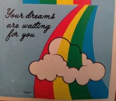 Vintage 80s RAINBOWS Stickers by Paula sun, cloud, star words rainbow stick ons