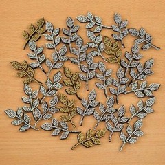 CraftbuddyUS 15 Self-Adh Luxury Diamante Leaf Flourishes in AB, Silver and Gold