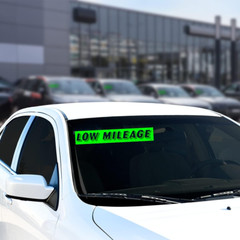 Chartreuse Green Vinyl Slogan Stickers – 12-Pack for Car Dealer Windshield Adver