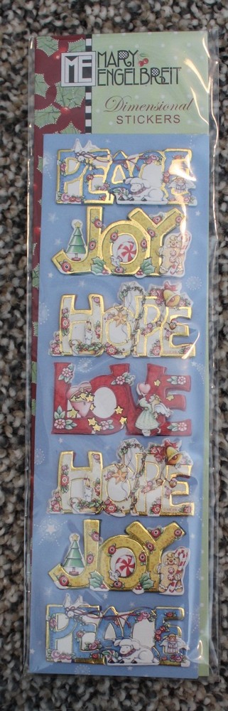 New scrapbook stickers Peace Joy Hope Love Mary Engelbreit CHRISTMAS
