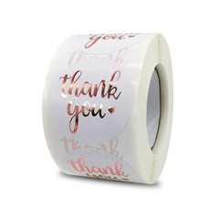 500 Pcs 1.5 Inch Rose Gold Thank You Stickers for Small Business Wedding Gift