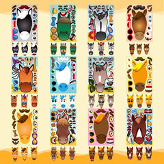 48 Sheets Make Your Own Horse Stickers for Kids Toddles, Make a Horse Face Stick