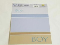 NEW Lot 8 MME Lay-over Layouts Baby Boy 8 x 8 Color Blue Brown Scrapbooking -F