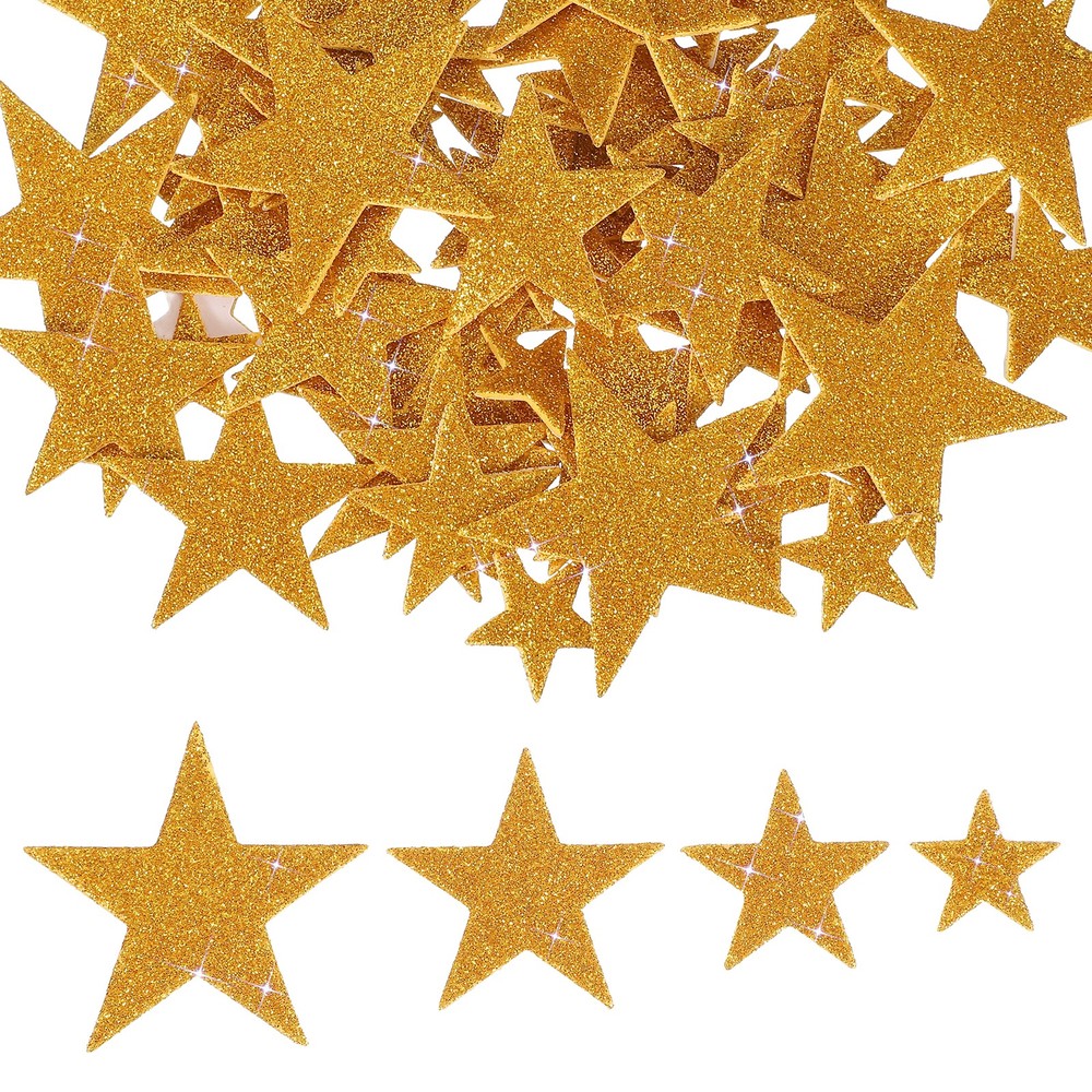 Star Foam Stickers, 140Pcs EVA Self Adhesive Glitters, Golden
