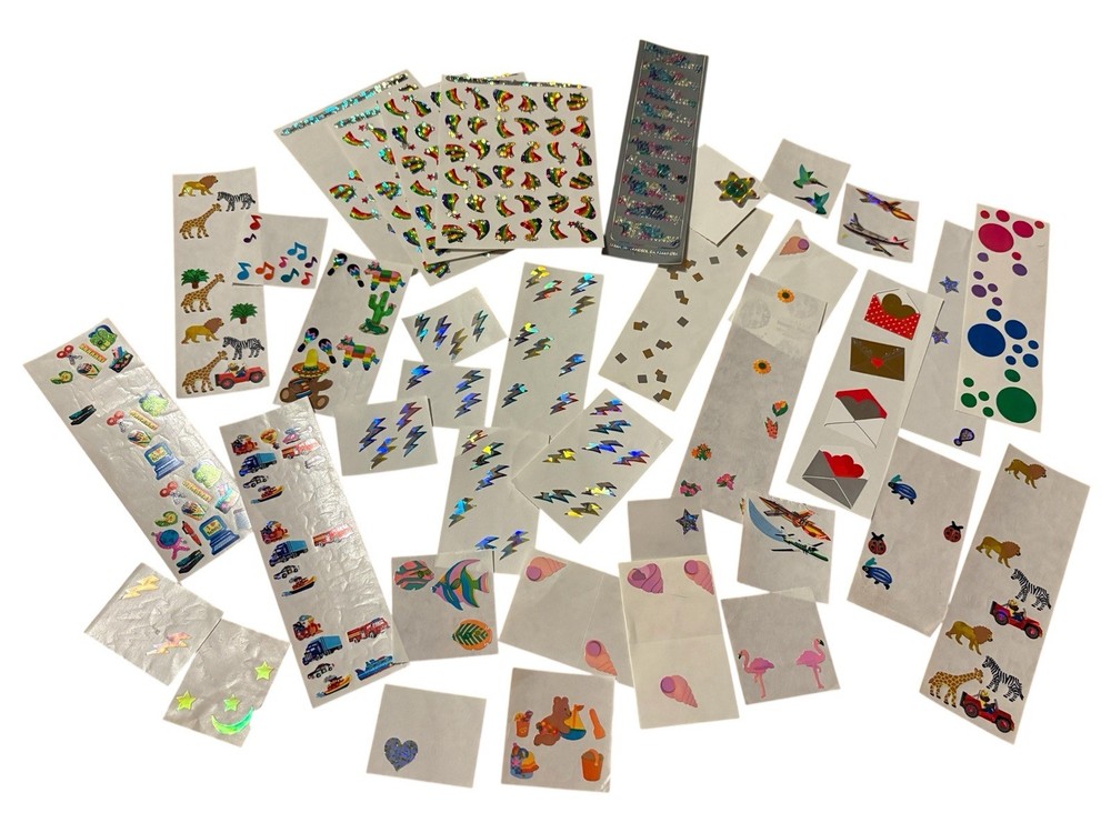 Vintage Sticker Lot Shiny Foil Opalescent Mrs Grossman’s Sandy Lion and More