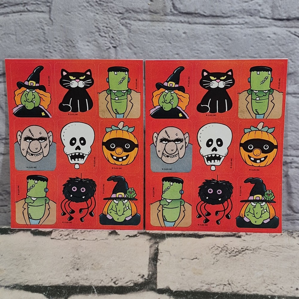 Vintage 80’s Gibson Cleo Halloween Creatures Sticker 2 Sheets Rare