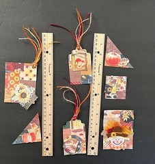 #2704 Fall Scarecrow Handmade Ephemera Embellishment Set Tags Clusters Corners