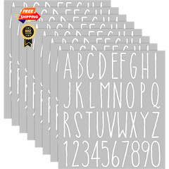 Clabby 8 Sheets Letter Stickers Vinyl Alphabet Numbers 1 Inch, White