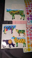 Vintage Sandylion Stickers Lot Partials/ Flawed Flowers Cows Alphabet Fireman