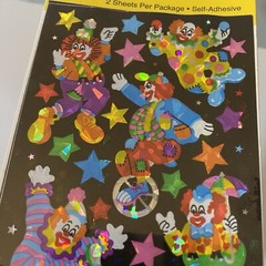 Vintage Sangamon Sandylion Prismatic Clown Stickers – 2 Sheets