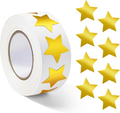 1000Pcs Gold Star Stickers – 1 Inch Holographic Self-Adhesive Metallic Foil Star