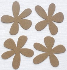 {6} FLOWER ACCENTS – Bare Unfinished Chipboard Die Cuts – 2 1/8″