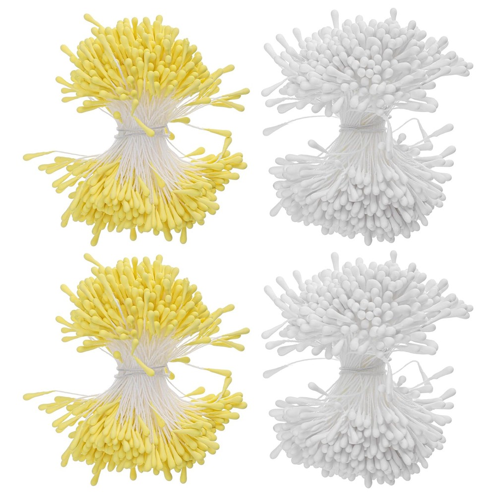 Matwsec 1600PCS 2mm Stamens for Flower Making 2.3 inch long, Light Yellow