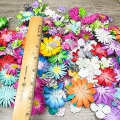 Bulk Craft Flower Lot Paper Fabric Scrapbooking DIY Mixed Colors Sizes Daisy