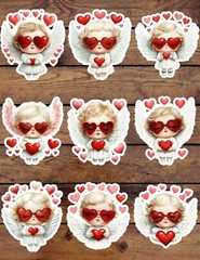 Valentines Cherub Die Cut Vinyl Stickers Set Scrapbooking Laptop Waterbottle