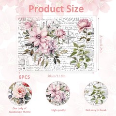 Rub on Transfers for Furniture Crafts Stickers – 6 Sheets Vintage Floral Rub on