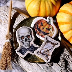 Halloween Rub-on Transfer Stickers 3 Sheets Use for Fabric Paper Wood Chips DIY