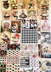 Alice In Wonderland Scrapbooking Junk Journal Paper Crafting Set Of 45 Pieces #R